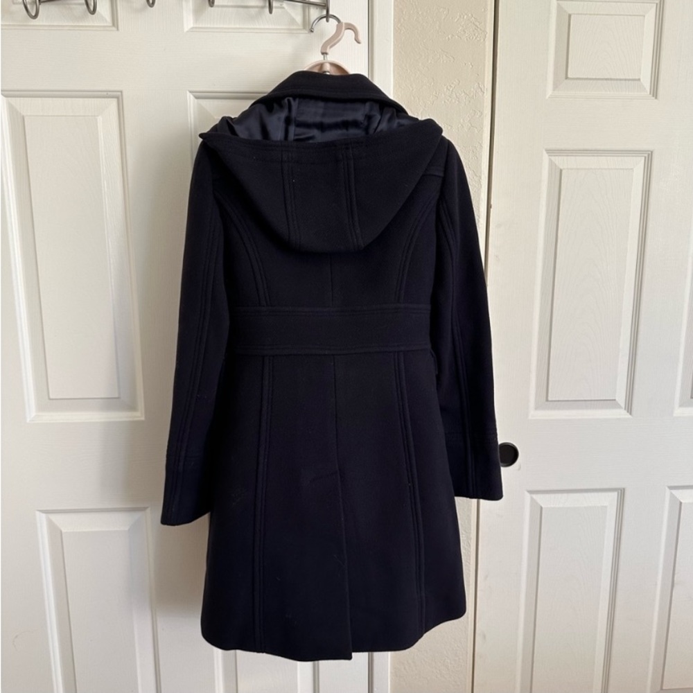 J. Crew Black Wool Silk Plaid Toggle Pea Coat Jacket - Picture 10 of 16